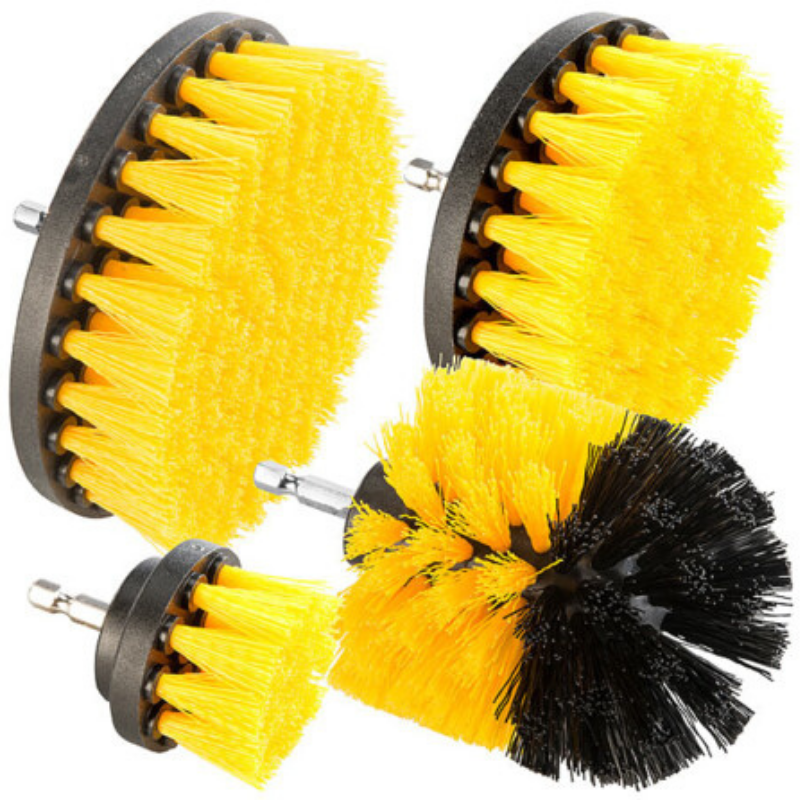 Lot de 4 Brosses Poils Durs Jaunes pour Visseuse