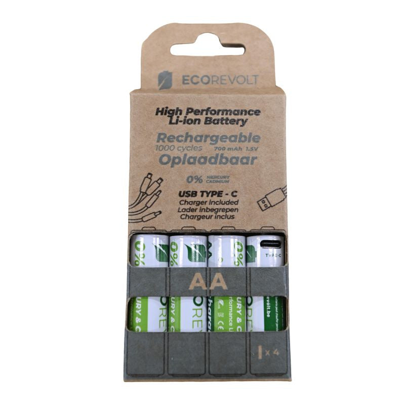 Piles rechargeables écologiques avec chargeur intégré